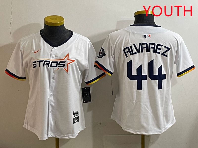 Youth Houston Astros #44 Alvarez White three generations Joint Name Nike 2025 MLB Jersey style 1->youth mlb jersey->Youth Jersey